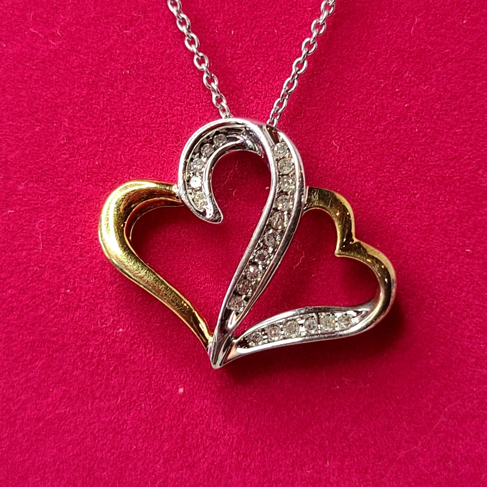 Diamond (Genuine)Sterling Silver Heart Necklace